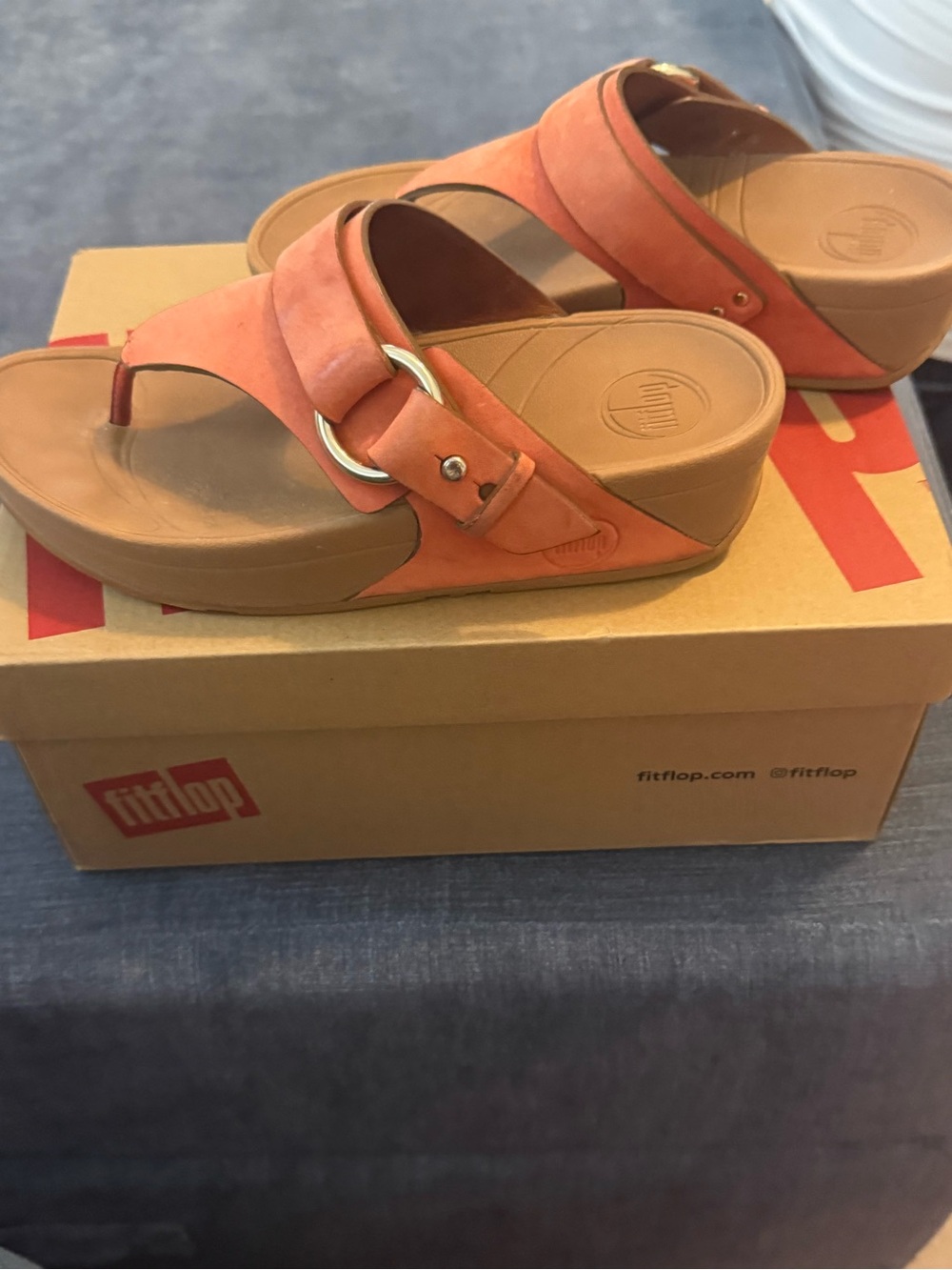 FitFlop Women's Coral-Orange Suede Wedge Sandals